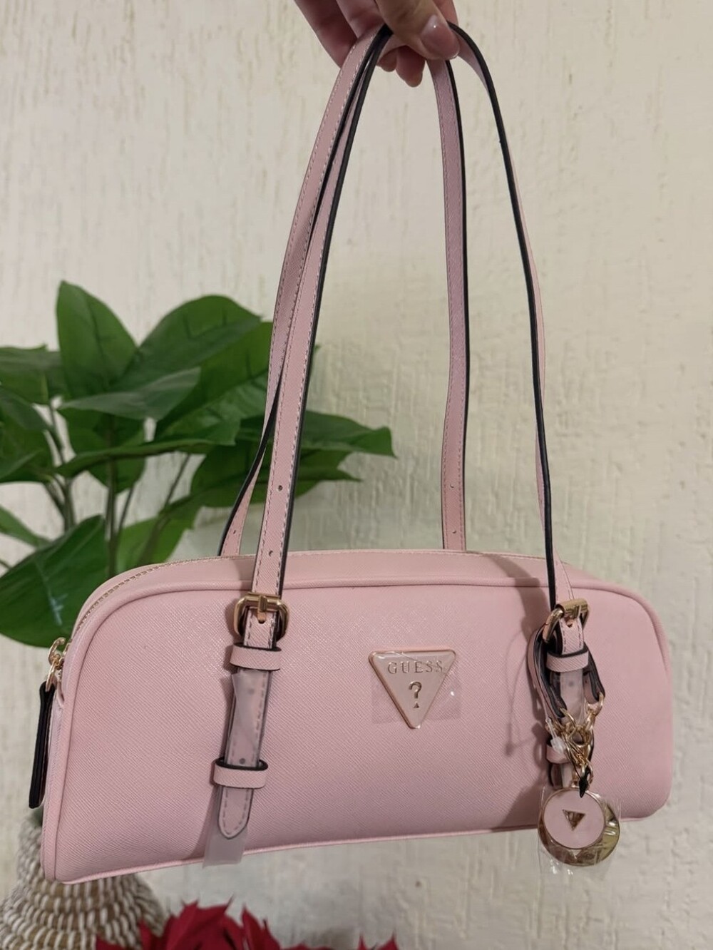 Guess Blush Pink Saffiano Shoulder Handbag - Picture 2 of 4